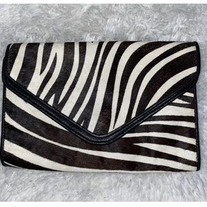 Kotur Ltd Leather Zebra Print Pony Hair Fur Clutch Shoulder Purse